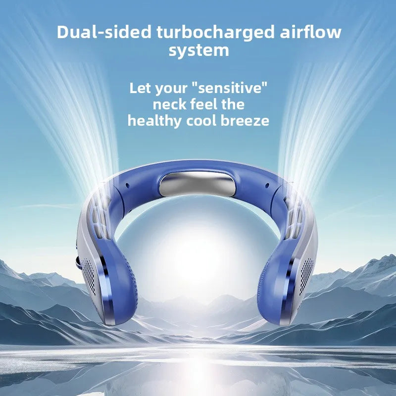 8000mAh Electric Hanging Neck Fan Portable Bladeless Mini Rechargeable Mute LED Digital Display Air Cooler For Outdoor